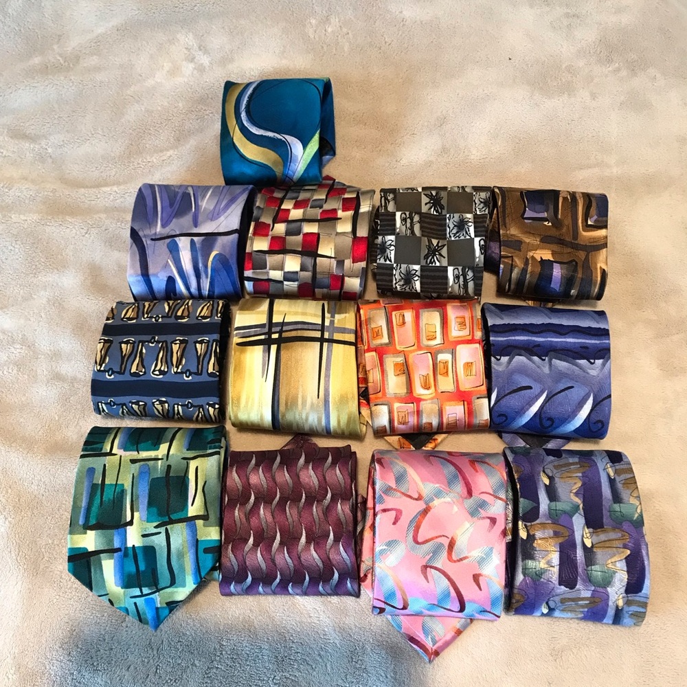 Lot of 14 Jerry Garcia 100% Silk Neckties Multicolored Collection of Ties